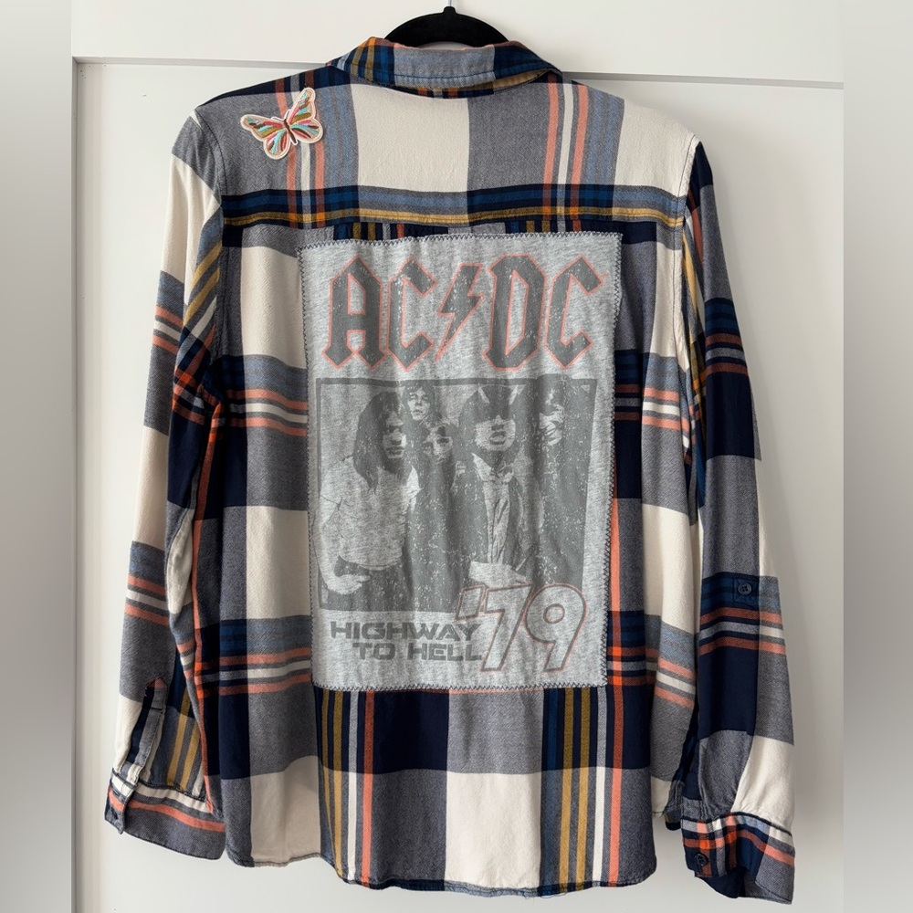 AC/DC Women's Plaid Button Down Shirt XL